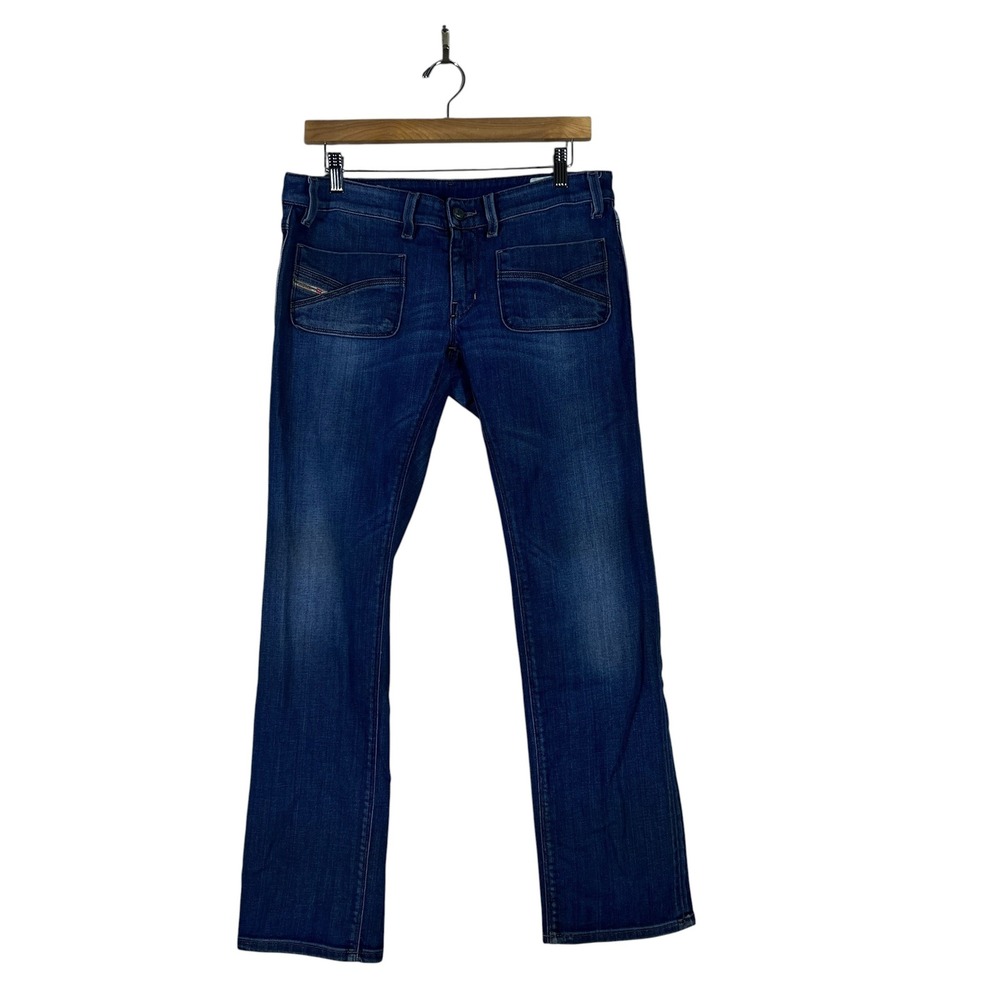 Diesel Wenga Straight Leg Patch Pocket Jeans Dark Wash Stretch Size W30 L30